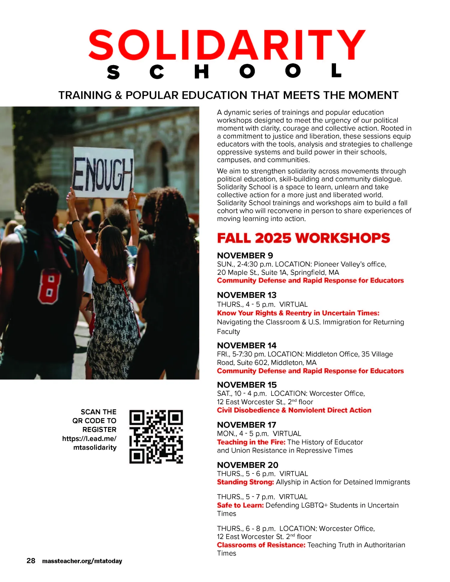 Solidarity School Fall 2025 Workshops