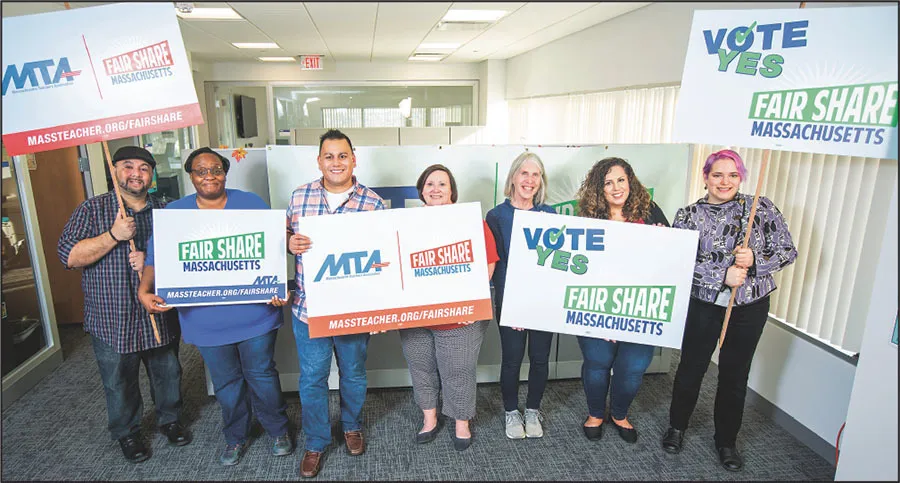 mta members are making calls distributing pledge cards and signing up for canvassing of registered voters in support of the fair share amendment