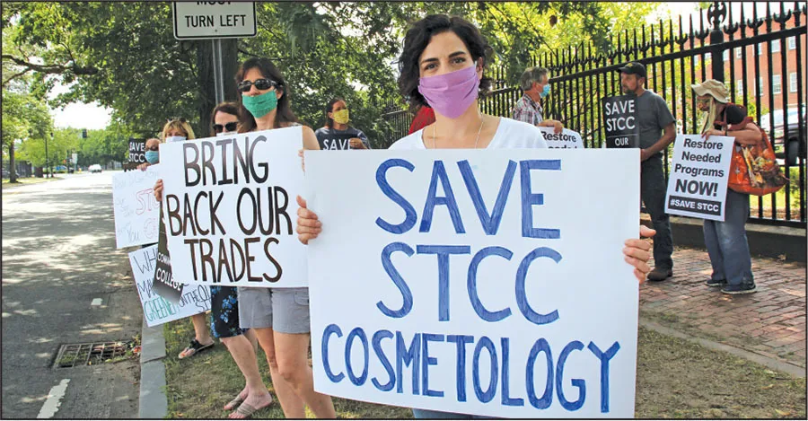 In June, MTA public higher education members, along with students and members of the community, demonstrated against program cuts at Springfield Technical Community College.