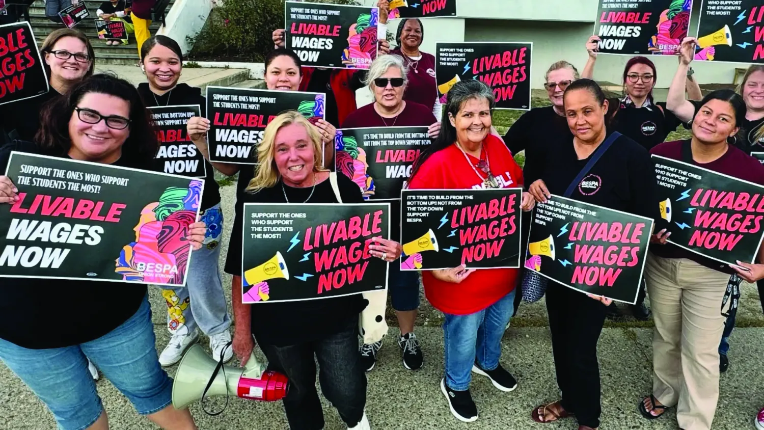 Members of the Brockton Education Support Professionals Association are still fighting for a livable wage.