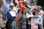 Joanna Gonsalves, a member of the MSCA chapter at Salem State University, represented the MTA at a rally organized by the Greater Boston Labor Council in July