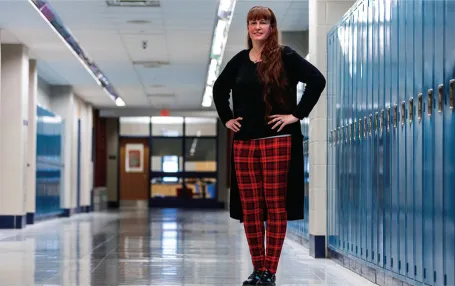 Gina Potorski-Dahl, an English teacher at Chicopee Comprehensive High School and a member of the Chicopee Education Association.