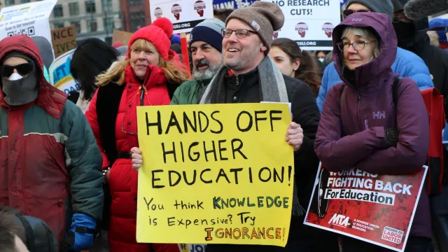 Advocates gather for a Day of Action to protest Higher Ed funding cuts