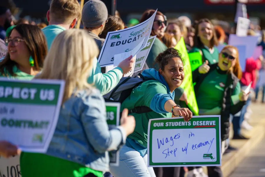 Educators rally for fair contract now.